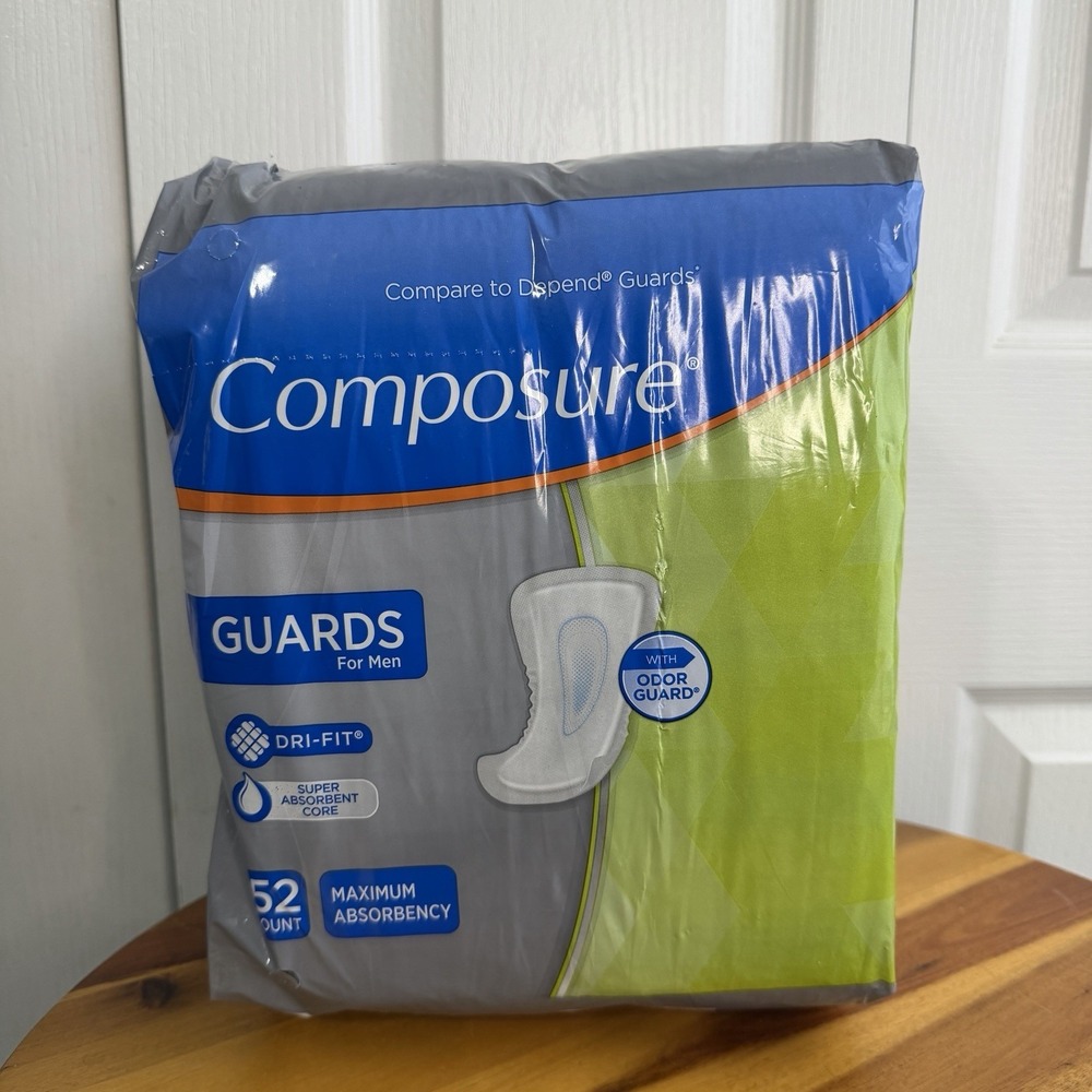 Composure Maximum Absorbency Guards For Men Dri-fit 52 Count NEW